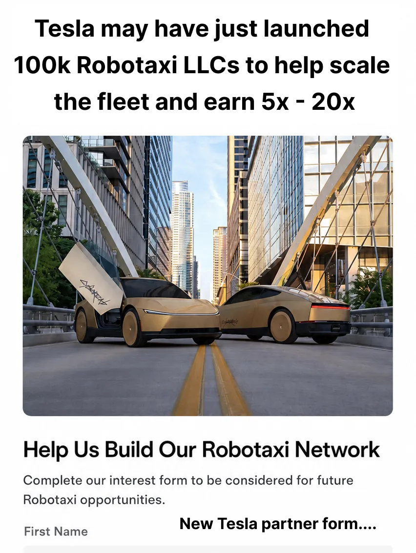 Two Cybercabs on a city street